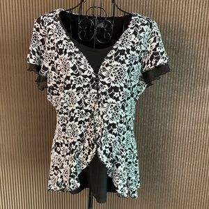 New Directions Petite double layer lace print top